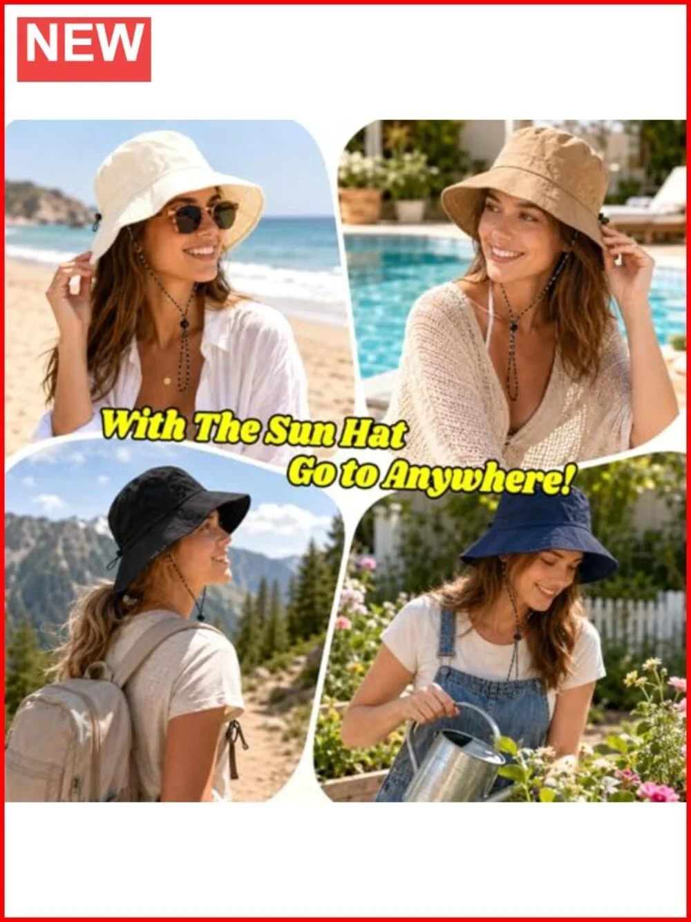 Unisex Lightweight Packable Sun Bucket Hat Waterproof Quick-Dry Detachable Chin